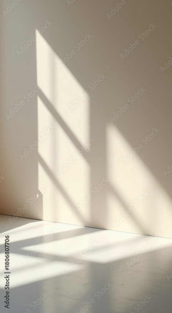 Fototapeta premium Room with a window and a white floor and a white wall