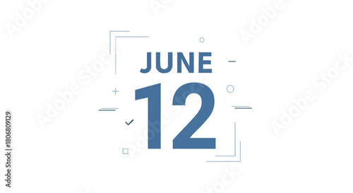 Stylized June 12th Date Graphic with Geometric Elements for Anniversaries and Events