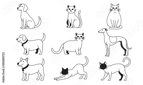 Animal silhouette collection with white background