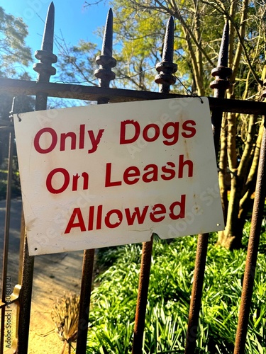 Only dogs on leash allowed notice