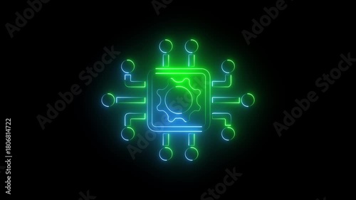 Technological advancement with glowing gear and cpu concept with a modern style icon footage