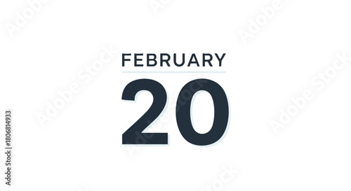 February 20th date representation in minimalist style calendar icon for planning or reminder needs