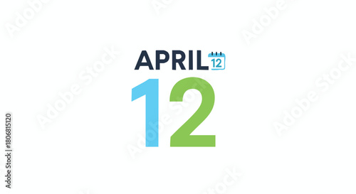 Minimalist design representing the twelfth of April highlighted with vibrant hues and a calendar symbol indicating a significant date announcement