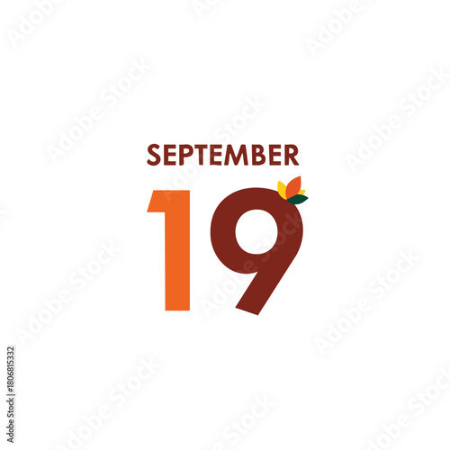 Stylized graphic depicting september 19th with autumn leaf accents and vibrant seasonal colors marking a special autumn event