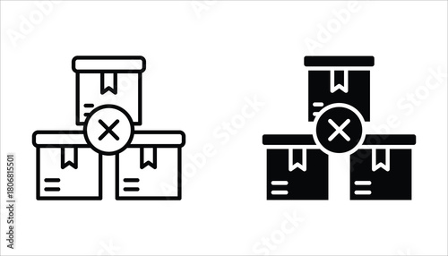 Out Of Stock icon set, of vector icons isolated on a white background.