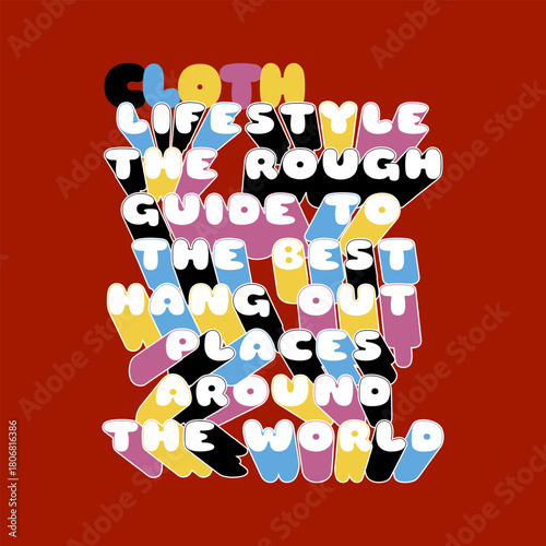 Colorful Retro Bubble Typography “Lifestyle Hangout Guide”