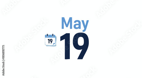 Numeral Illustration Marking May 19th with a Calendar Icon and Bold Typography