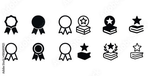 Collection of award and badge icons in various styles