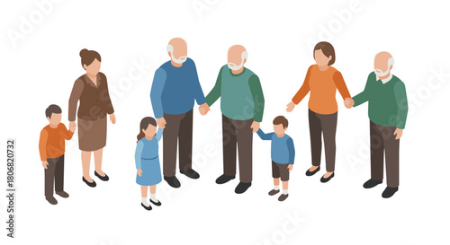 Isometric cardboard box collection with packing materials and tools