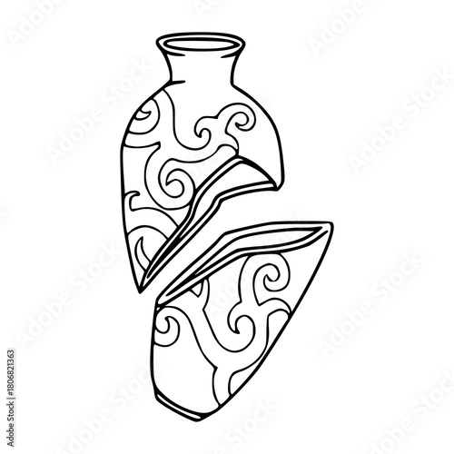 fragmented ornate vessel outline