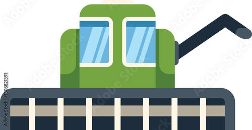 Green combine harvester working in the field, harvesting crops