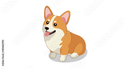 Adorable corgi cartoon character with lively expression and cute pose