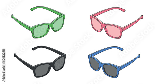 Colorful sunglasses collection in modern pop art design