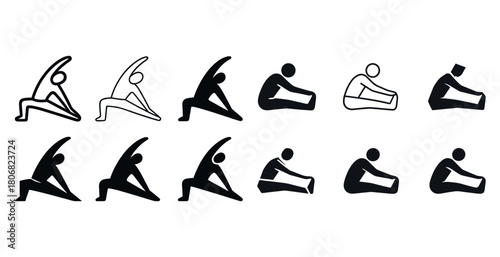 Silhouette yoga poses sequence: warrior and seated stretches