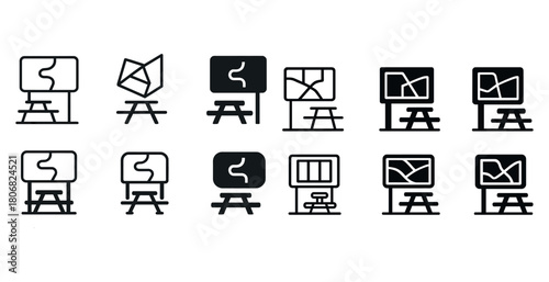 Set of abstract blackboard icons with geometric patterns