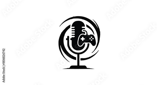 Microphone and video game controller icon, symbolizing gaming and streaming
