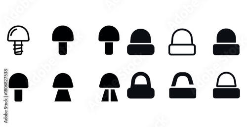 Diverse mushroom icon set in black and white
