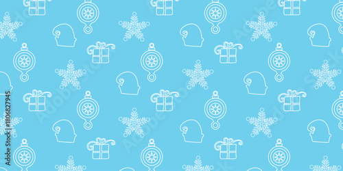 Christmas banner with hand drawn ornaments. Vector illustration
