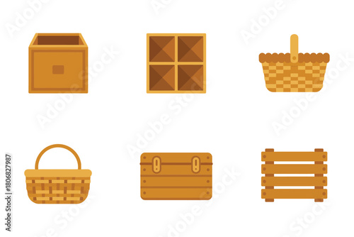 set of shopping basket
