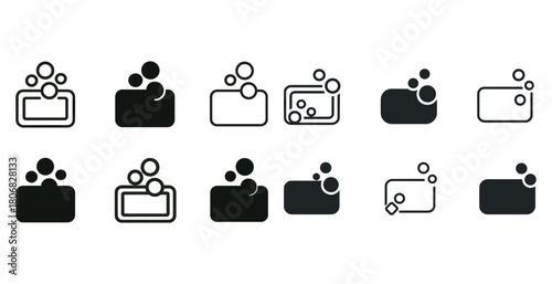 Diverse minimalistic soap bubble icons set in black and white