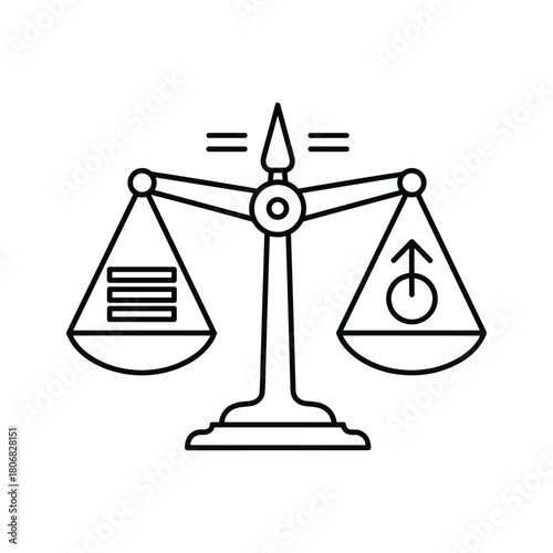 Gender equality represented by a balance scale icon on white