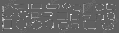 Quote speech bubble frame vector collection on transparent background