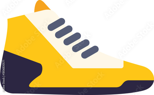 Simple vector illustration of a yellow sneaker shoe, featuring a side view of the footwear