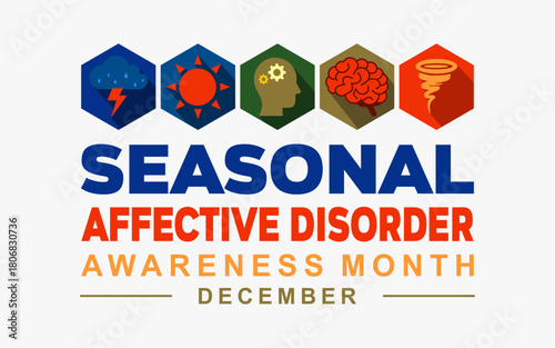 Seasonal Affective Disorder SAD Awareness Month background template, Great for banner , card, poster and social media. Observed every year in December. Holiday concept. Vector illustration.