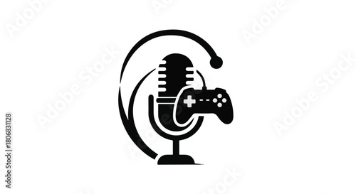 Modern microphone and gaming controller symbolizing online streaming and content creation