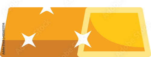 Gold bar is sparkling on a white background