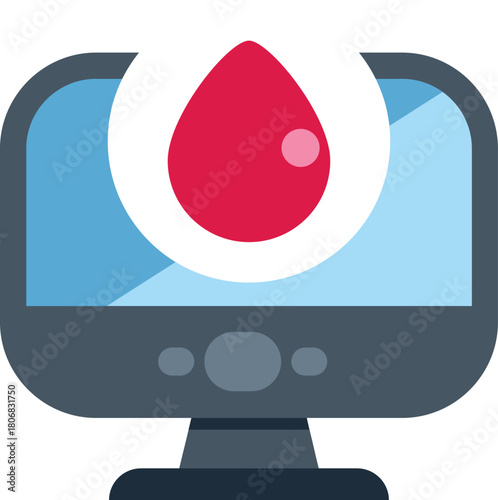 Computer showing blood donation related information, a perfect icon for websites and mobile apps