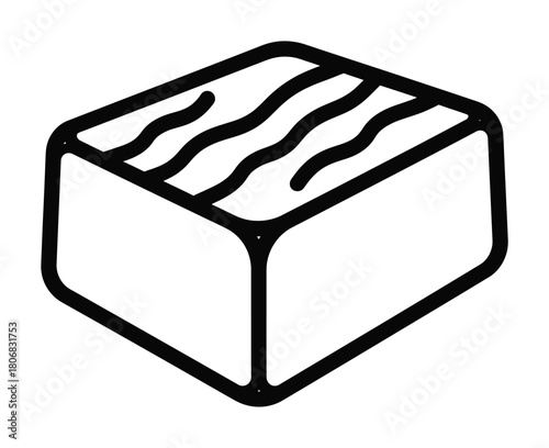 Isolated outline drawing of fudge candy dessert sweet food vector icon eps silhouette