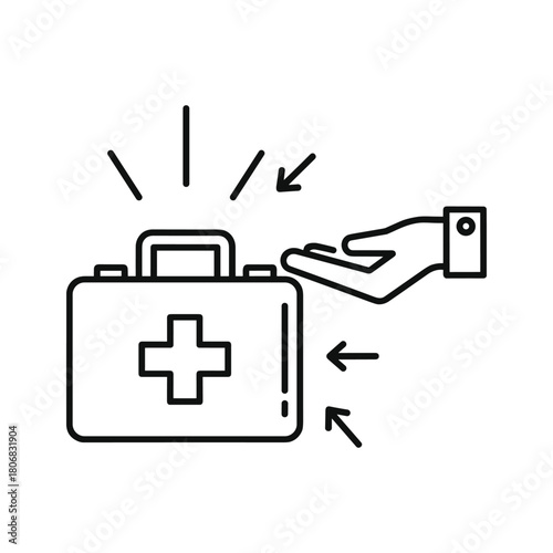 Providing first aid and medical assistance service concept.