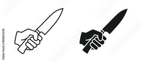  hand holding knife icon set, vector illustration . 