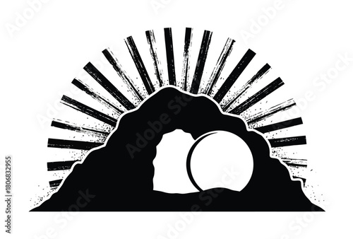 Empty tomb of jesus christ easter resurrection day vector graphic art eps silhouette