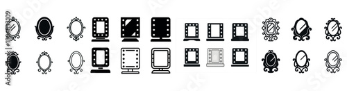 Variety of vanity and makeup mirrors with different frames and shapes