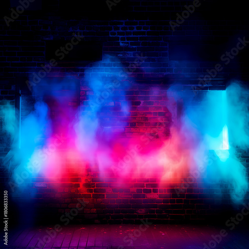 abstract background with smoke colorful lights, blue and red colors