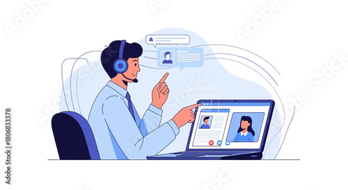 Virtual assistance interface showcasing connection for a productive collaborative work environment