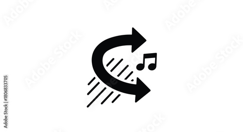 Circular arrows symbolize dynamic audio transformation and sound creation