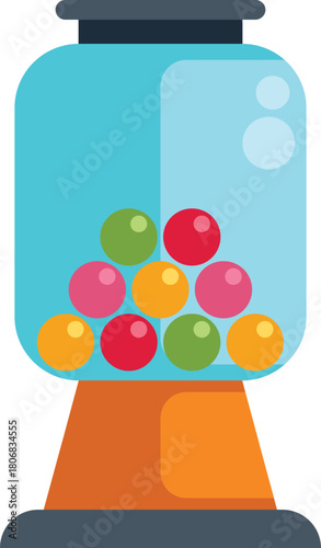 Classic gumball vending machine dispensing colorful candies, perfect for illustrating childhood memories or sweet treats