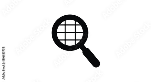 Magnifying glass focused on a grid pattern, symbolizing research and analysis