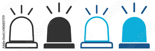 Emergency alarm warning siren light on transparent background