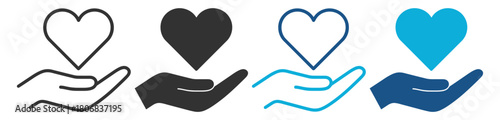 Hand holding heart care support symbol on transparent background