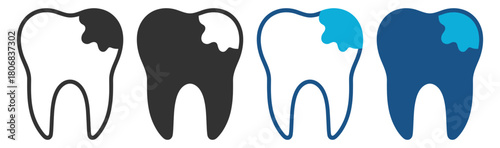 Tooth decay dental damage with cavity mark on transparent background