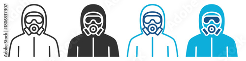 Hazmat safety suit mask worker protection on transparent background