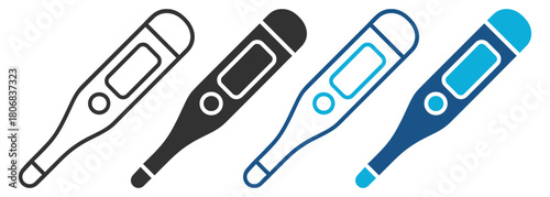 Digital thermometer medical temp check device on transparent background