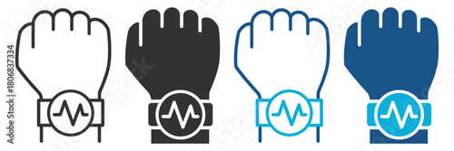 Fitness wrist band with pulse rate symbol on transparent background