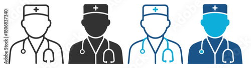 Doctor medical staff man with stethoscope on transparent background