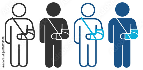 Injured arm with sling medical support care symbol on transparent background