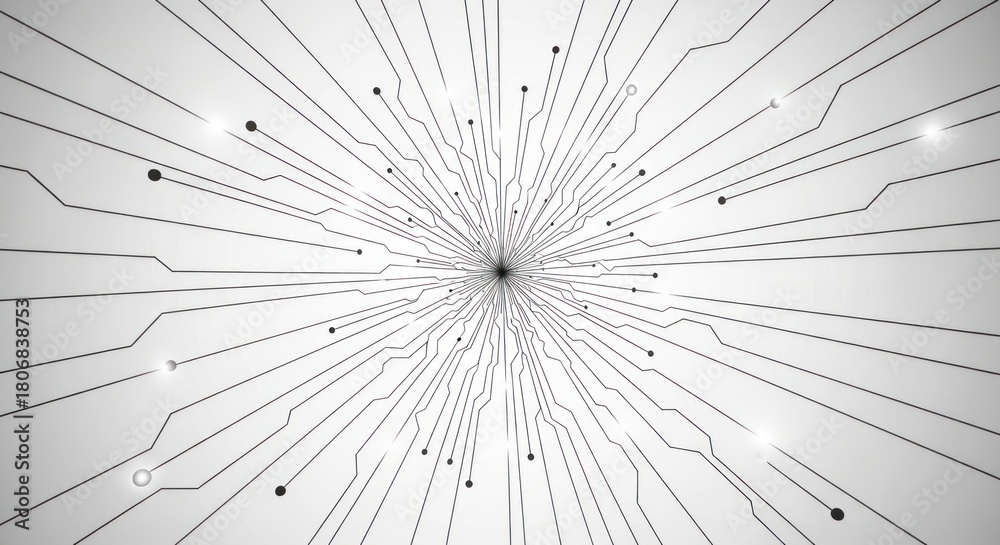 Fototapeta premium High tech neural network abstract illustration with converging lines.